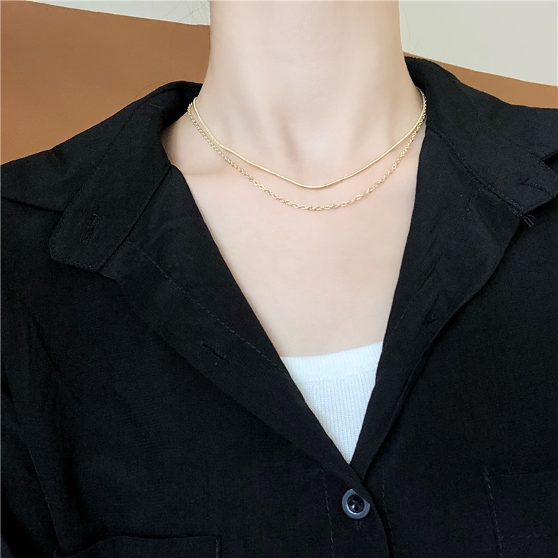 Simple Ins Style Double-layer Thin Chain Necklace Female Sweet Clavicle Chain