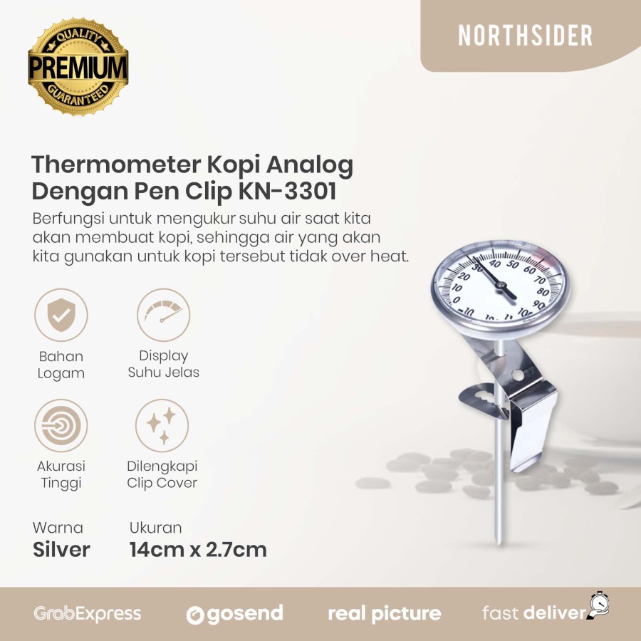 COFFEE THERMOMETER ANALOG WITH CLIP | TERMOMETER KOPI - KN-3301