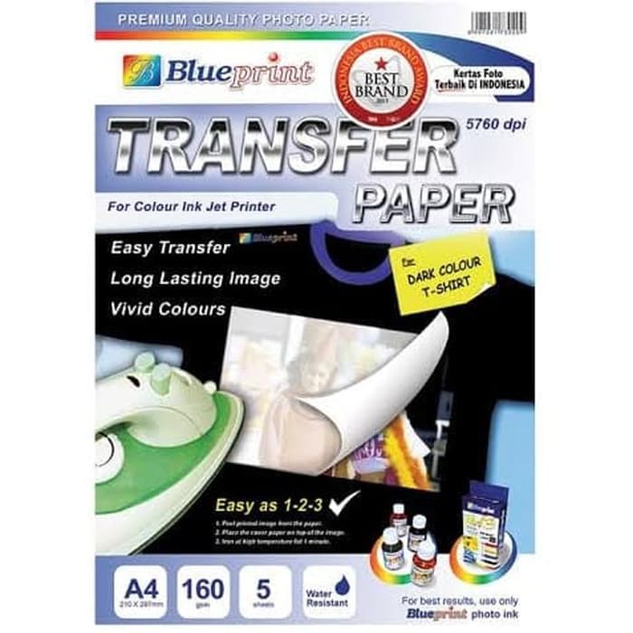 

Transfer Paper Dark A4 1 Lembar Blueprint (R-2085) Kertas Foto Blat Mengeblat Kaos Sablon Shirt T-Shirt Glossy Smooth Halus Cetak Biru Murah Cheap Sublim Sublime High Quality Baju Clothes Fabric Easy Vivid Color Satuan Blue Print Shopping Arena Malang