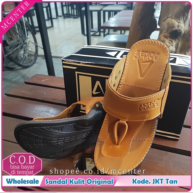 Sandal Kulit Pria Laki Laki Asli Varian Japit Kode JKT Ready 6 Size 2 Pilihan Warna Original Abida's