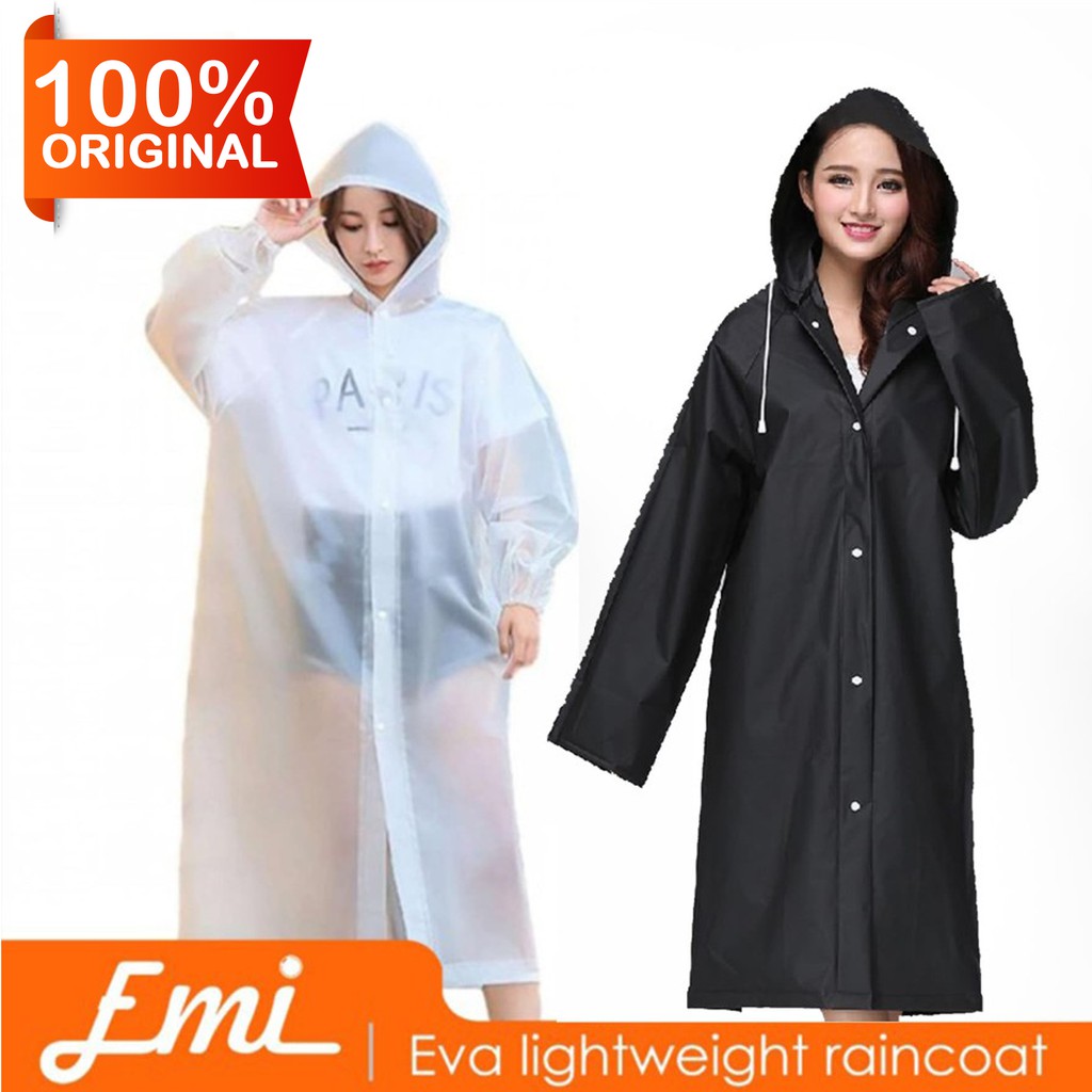 Jas Hujan Portable Raincoat Poncho with Hood - 369 - Putih