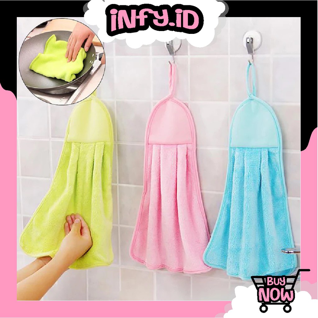 INFY - Kain Lap Tangan Microfiber Polos Hand Towel Gantung Dapur Handuk Kitchen Import Murah R048