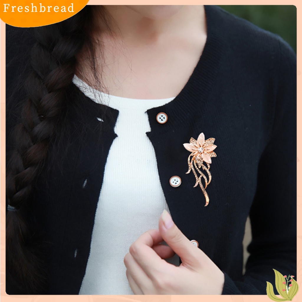 [ TERLARIS]Women Fashion Rhinestone Inlaid Flower Brooch Pin Cardigan Shawl Decor Gift