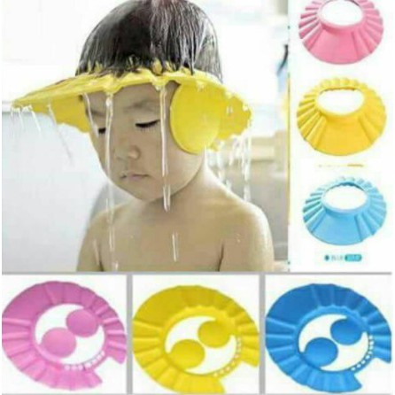 Topi Keramas Anak dengan Kancing Penutup Telinga Bahan Sponge Eva / Baby Shower Cap Belum Ada Penila