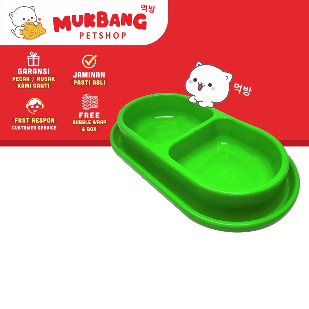 Tempat Makan Kucing dan Anjing Double Bowl 2 Space Anti Semut Mangkuk Makan Kucing Tempat Makan Hewan Oval Anti Slip Piring Makan dan Minum Kucing dan Anjing Anti Licin Mangkok Makanan Kucing Mangkok Pakan Kucing Wadah Makanan Kucing