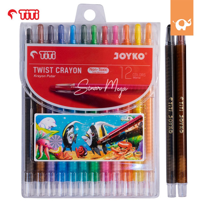 

Joyko TiTi Twist Crayon TWCR-12S / Krayon Putar 12 Warna Panjang