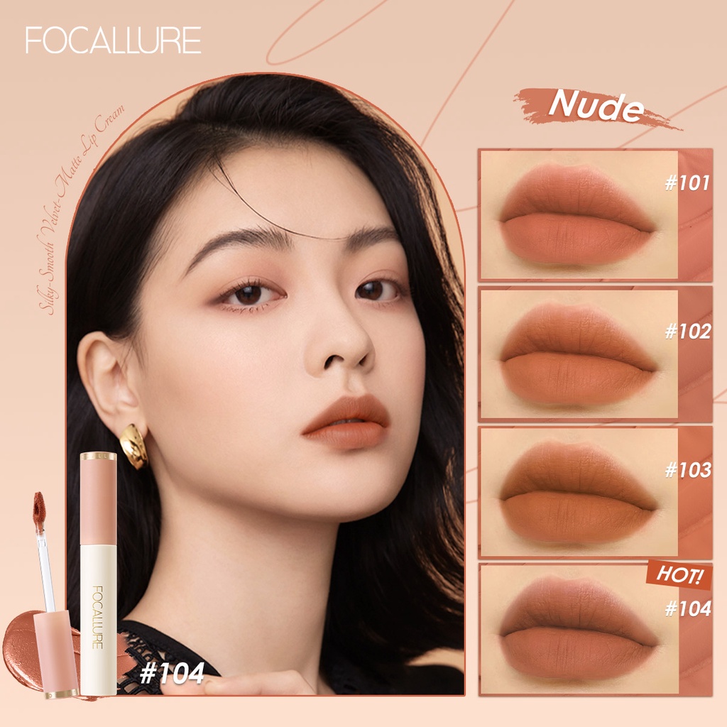 FOCALLURE Matte Lipstick Smooth Velvet Lip Tint color beautiful color FA196