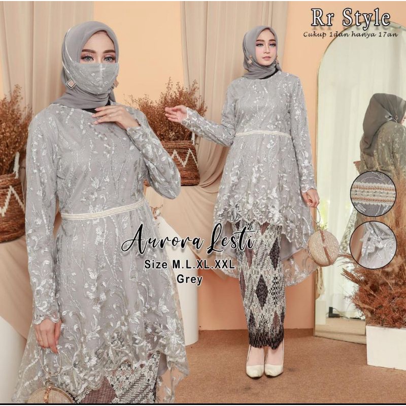 Kebaya Aurora Lesty / Kebaya Modern / Kebaya Wisuda / Kebaya Remaja / Baju Kebaya Kondangan / Setelan Kebaya Modern