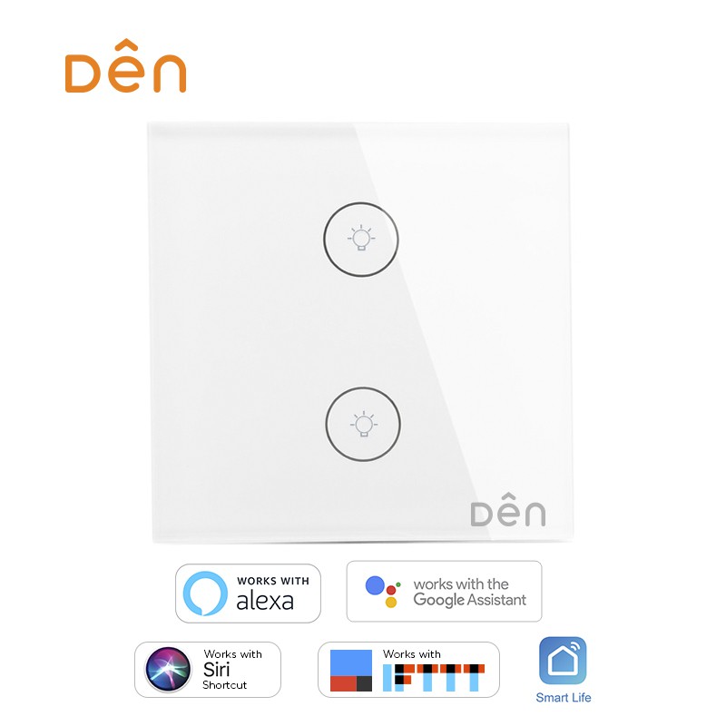 

DEN Smart Home WiFi Touch Wall Switch 2-gang for Home Automation (Alexa/Google Home/Smart Life)