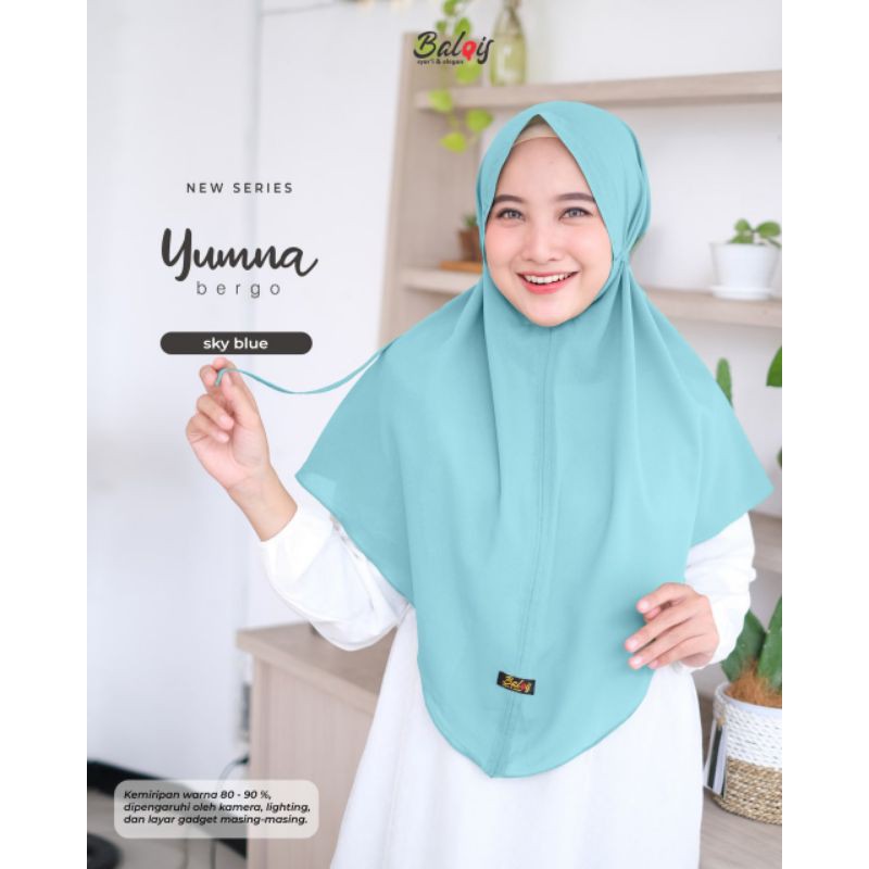 Bergo yumna ori balqis bahan diamond strech-Skyblue