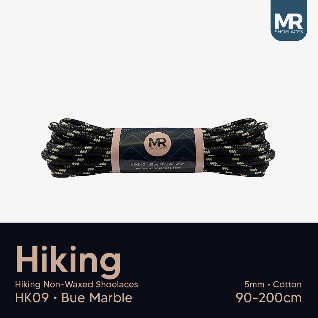 Original MR Shoelaces HK09 Blue Marble (Biru Gelap) Tali Sepatu Hiking Motif 4-5mm 90cm 100cm 120cm 130cm 150cm 180cm 200cm (Katun Cotton)