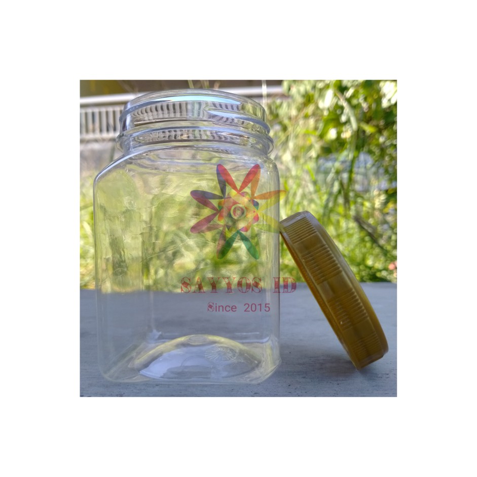 Toples Plastik Kotak 340ml - Toples Sambal/bumbu/selai/kue/parsel/coklat