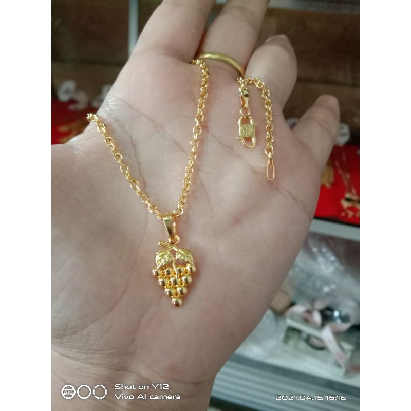 kalung Medan kecil anggur anak dan dewasa lapis emas 24 k