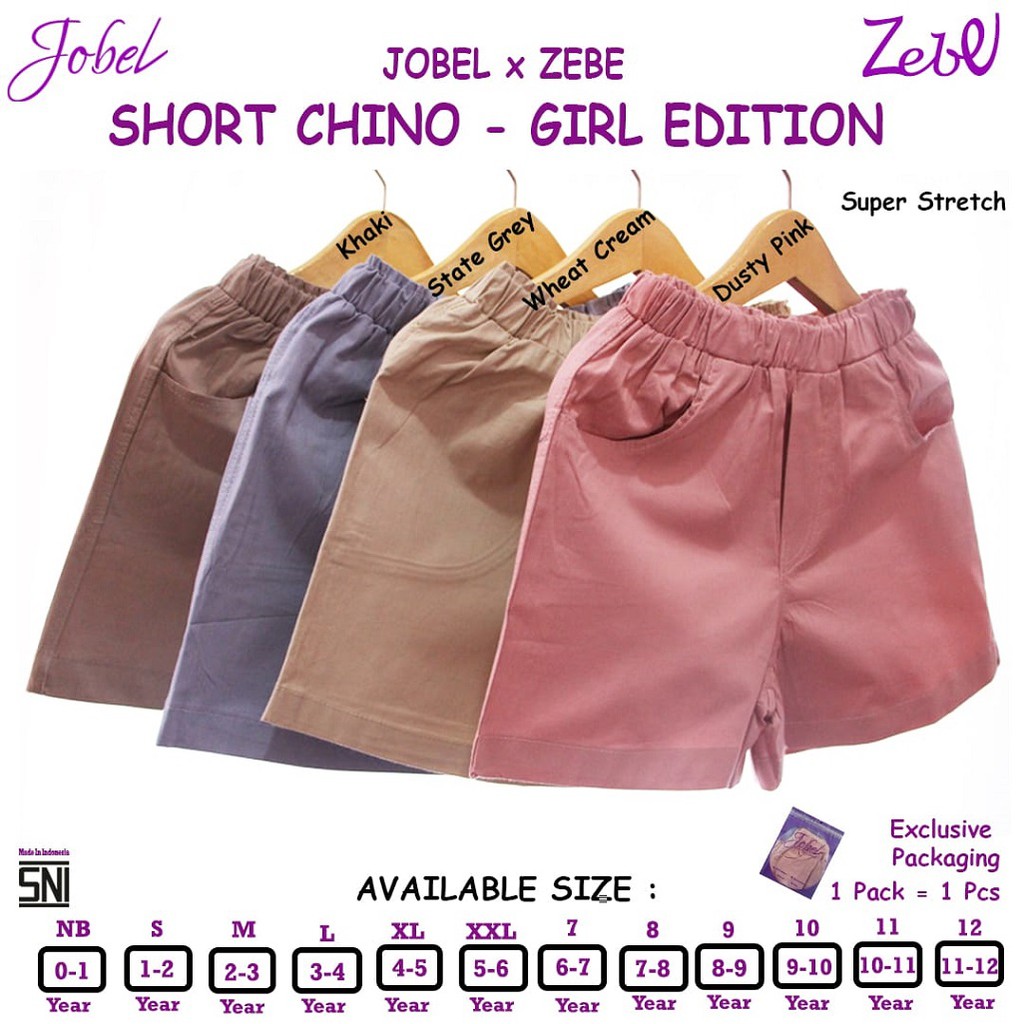 Jobel Short Chino GIRL Edition 1 pcs - Celana Pendek Anak Perempuan Chino Girl Edition - Babyklik