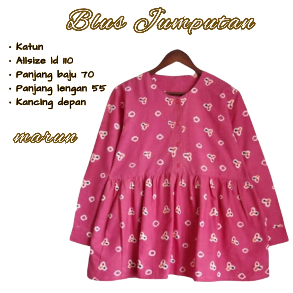 Blus jumputan batik solo atasan kerja blus wanita