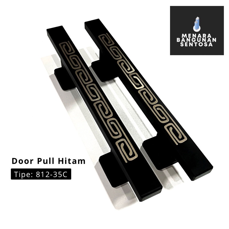 Door Pull Kotak Sobar Hitam Stainless Motif 35 - Handle Tarikan Pintu Kupu Tarung Double