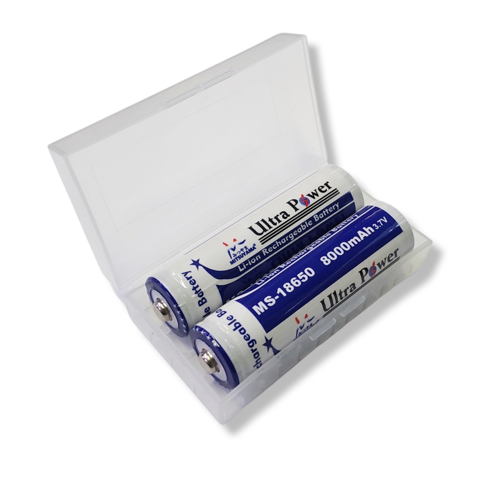 Paket 2 baterai Mitsuyama 18650 8000mAh Recahargeable Free Case
