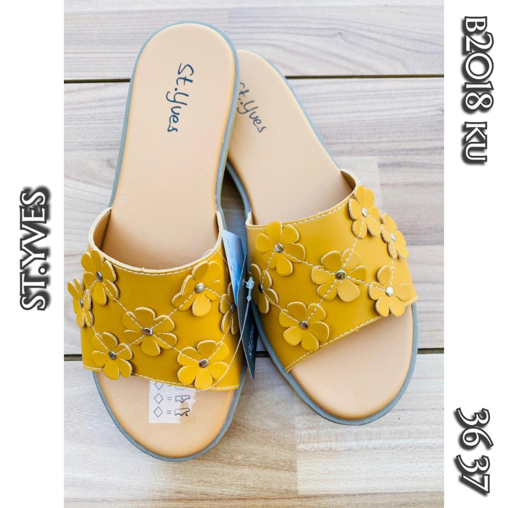 sandal flat  unga kuning cantik