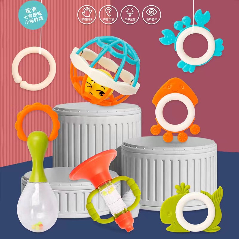 Gaudi Teether bayi gigitan bayi bpa free Mainan Kerincingan Bayi 0-12 Bulan Pendidikan Awal Teether Bayi Set Rattle Bayi Musik