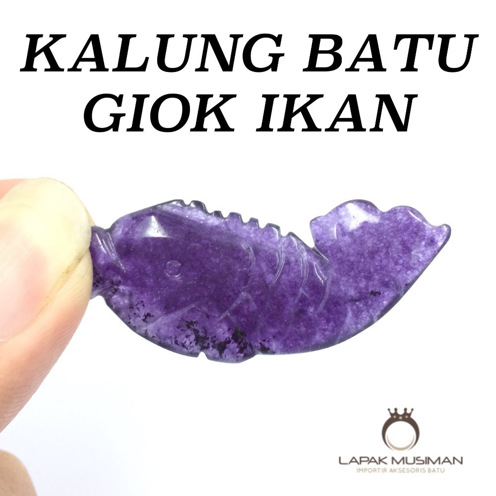 [Bayar di Tempat] KALUNG NATURAL BATU GIOK MOTIF IKAN