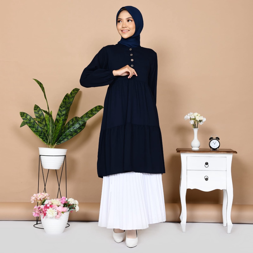 Nayla Tunik Atasan Muslim Wanita Bahan Premium Tunik Basic Tunik Polos Simple Tunik Kasual Untuk Wanita Baju Panjang Wanita