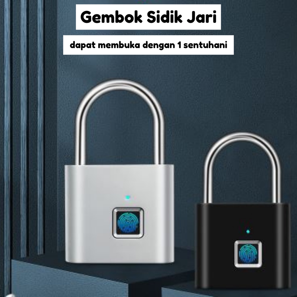 Gembok pagar anti maling gembok sidik jari tanpa kunci Smart Fingerprint Padlock Security kunci pintu anti maling kunci gembok pintu