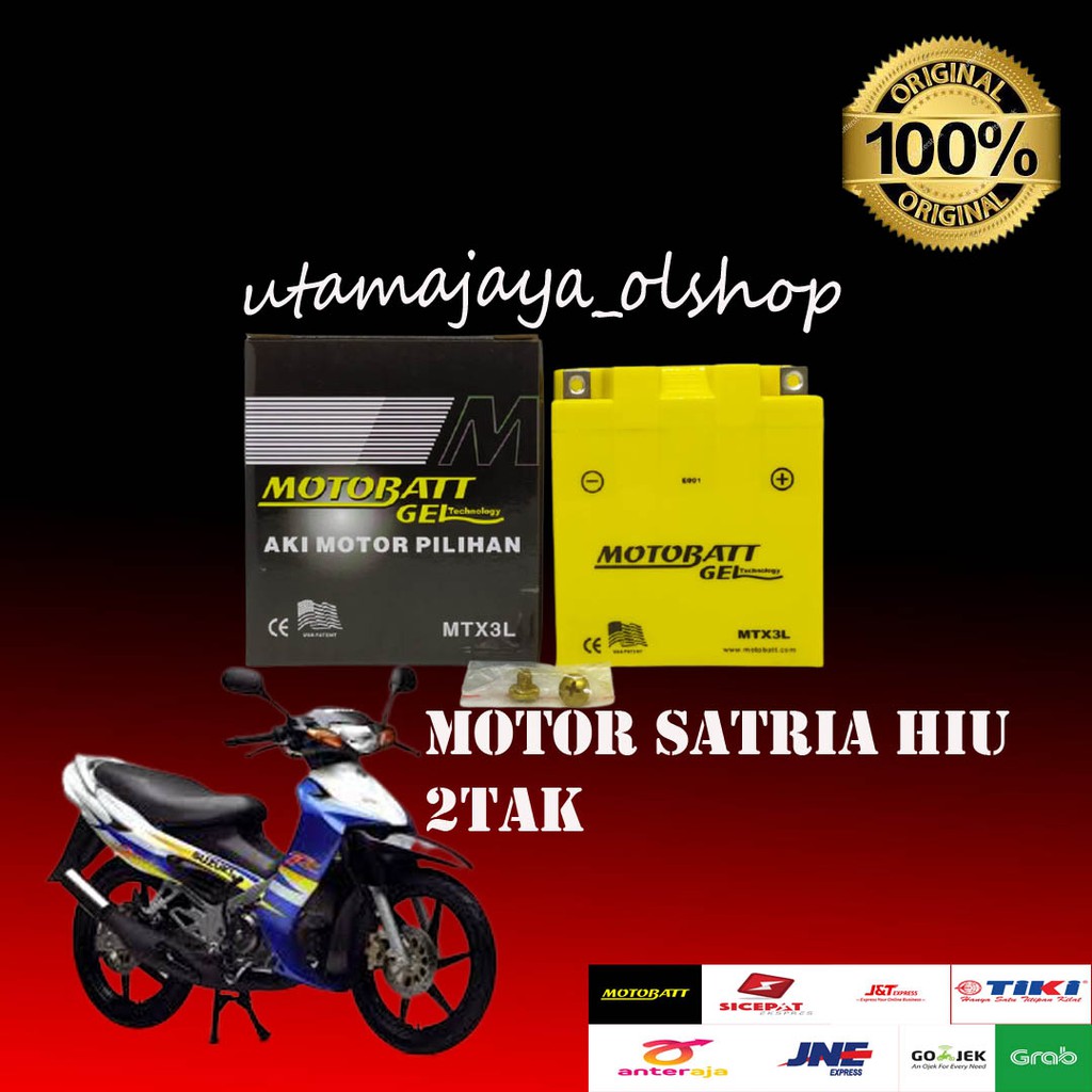 Aki motor suzuki satria hiu 2tak motobatt MTX3L accu kering gel original pabrik paling laris