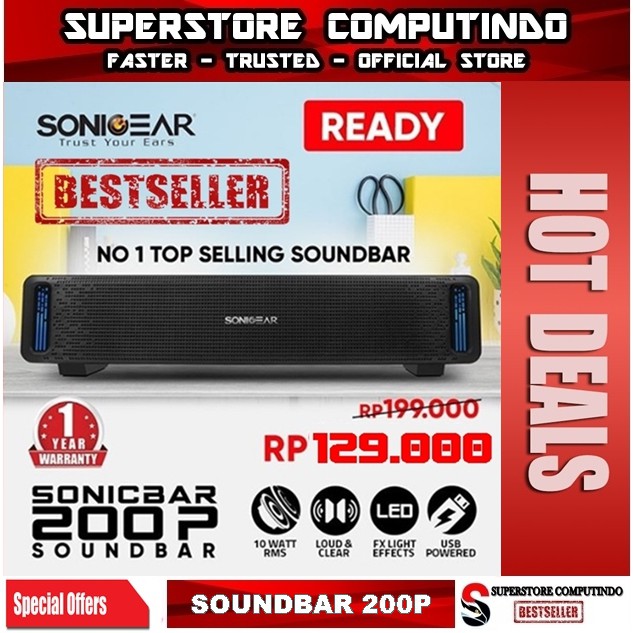 SonicGear 200P Powerful SoundBar Sonicbar with Brilliant Light Effect