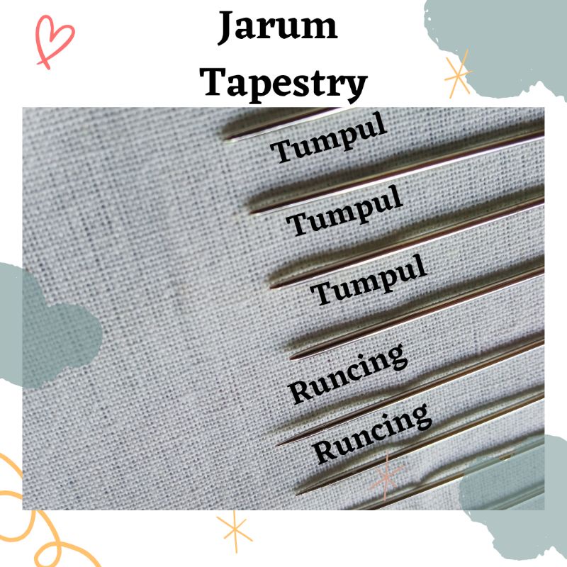 Jarum Tapestry Sulam Benang Pita Tumpul Runcing