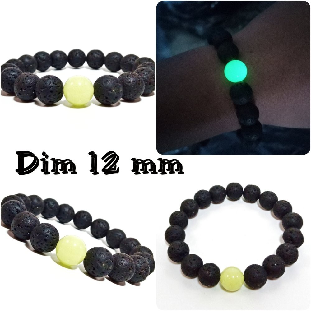 GELANG BATU FOSFOR LAVA STONE JUMBO GLOW IN THE DARK