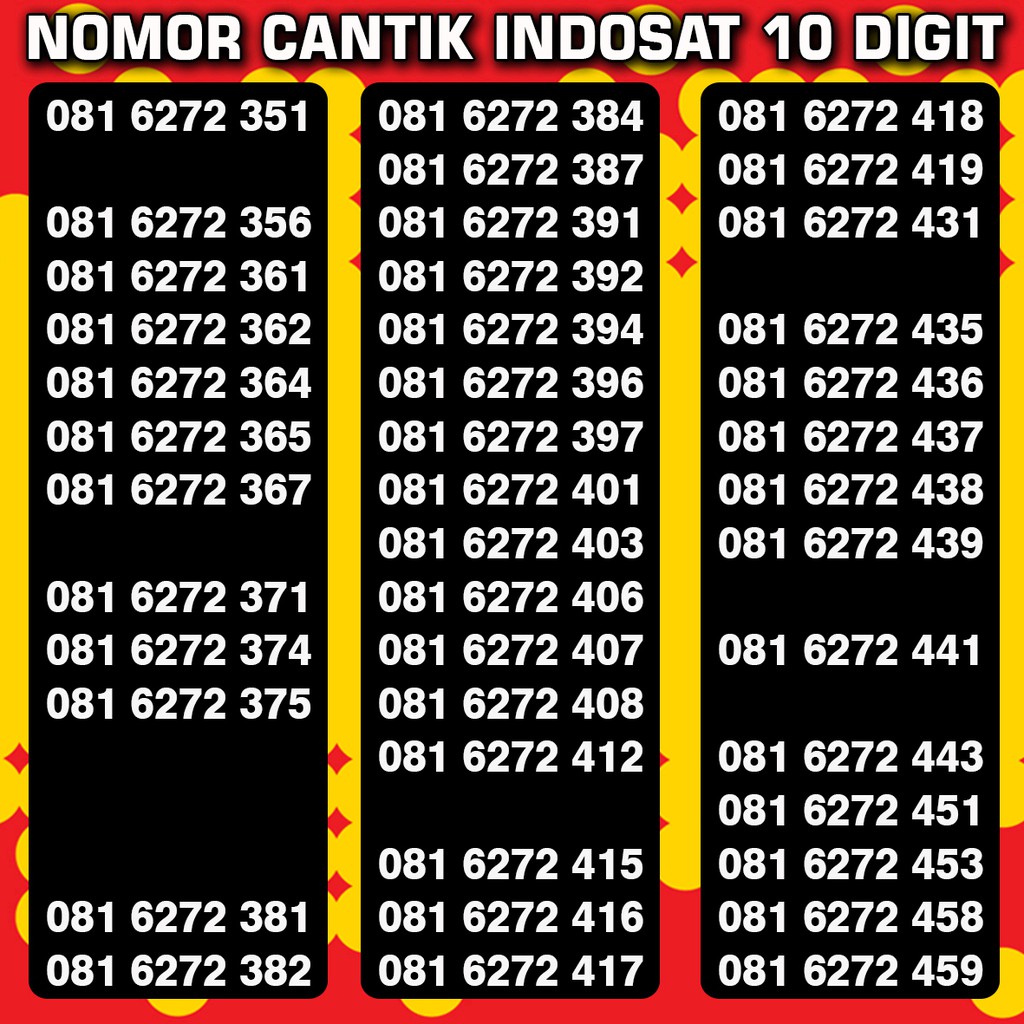 Indosat 10 Digit Nomor Cantik Nocan Nomer Cantik Tahun