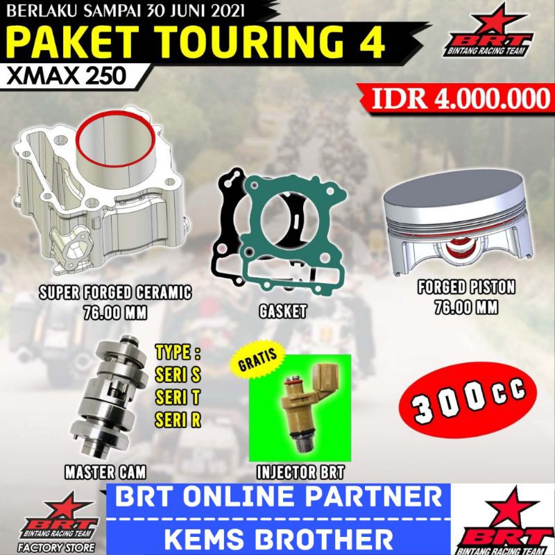 PISTON BRT XMAX PAKET BLOK BRT XMAX 300CC PAKET TOURING 4 BRT