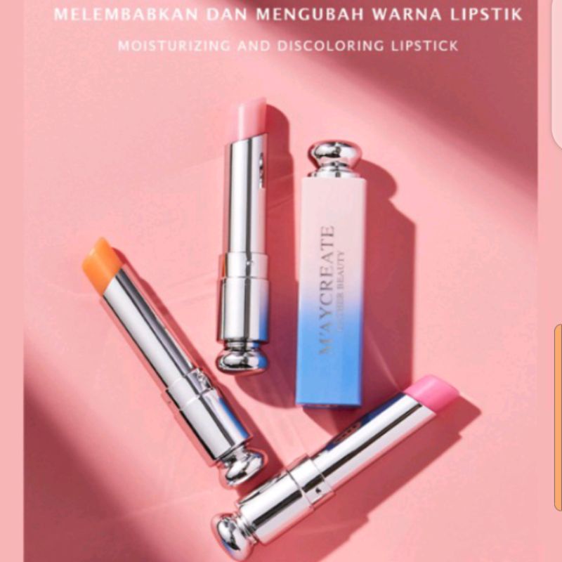 LIP BALM maycreate Lipstick Pelembab Bibir Alami 3 Warna Tahan Lama