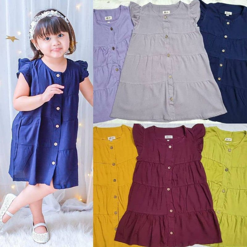 DRESS RAYON POLOS FULL KANCING SMILE (BRP345)