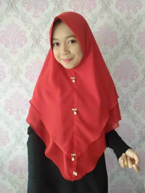 Khimar 2 layer Azkia mutiara payet swarosky