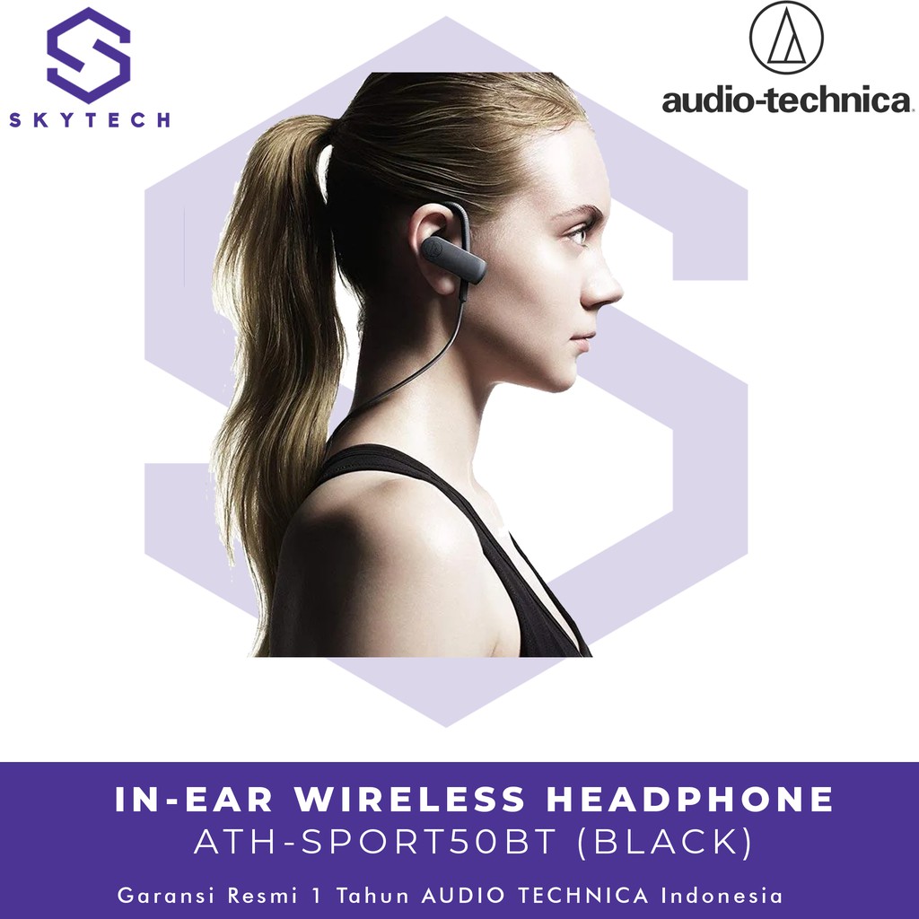 EARPHONE BLUETOOTH AUDIO TECHNICA SPORT50 BLACK ORIGINAL GARANSI RESMI