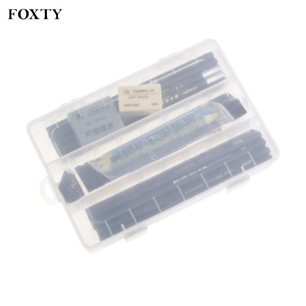 Foxty Set Pensil Gambar Sketsa Arang Portable Dengan Tas Penyimpanan Untuk Sekolah Shopee Indonesia