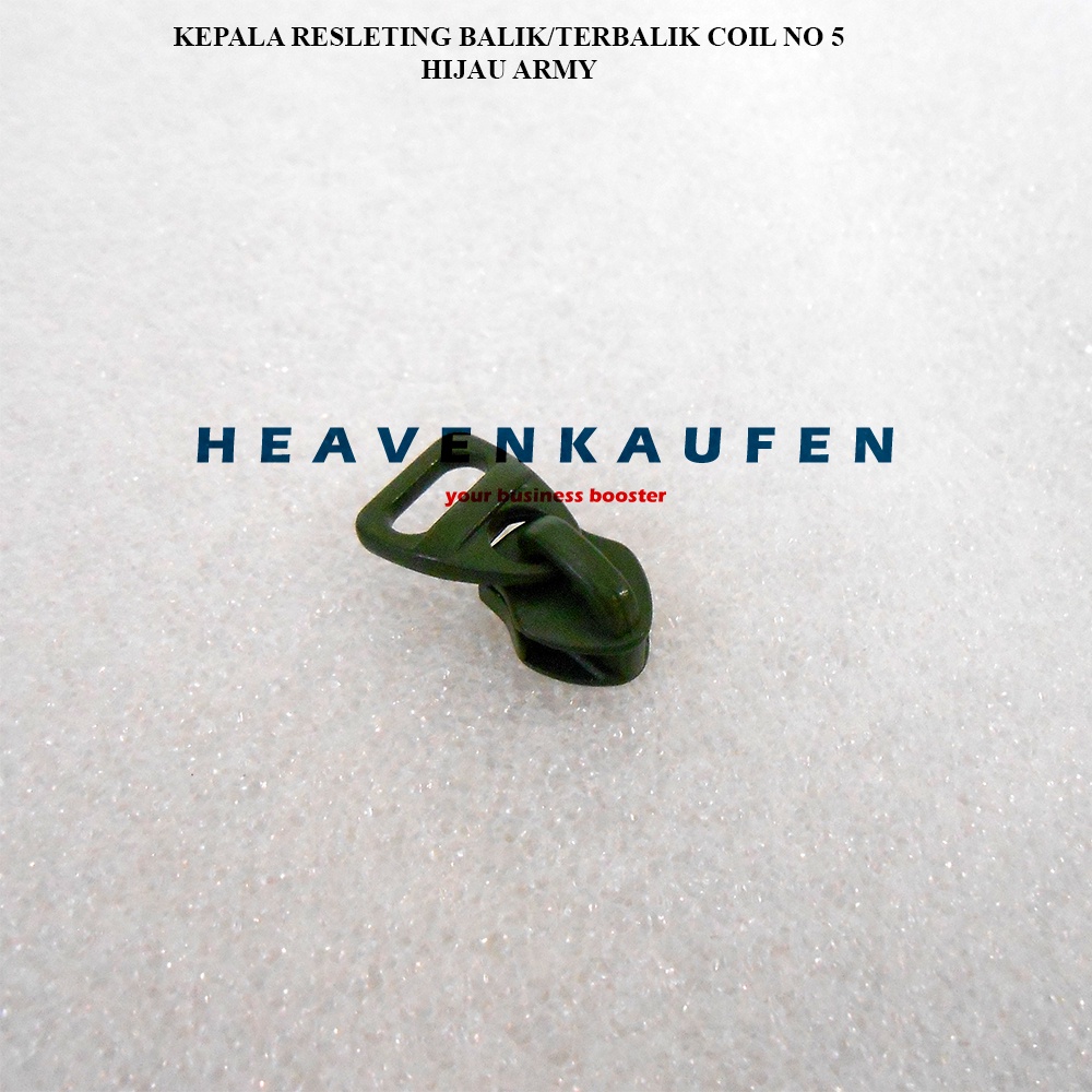 Kepala Resleting Kepala Zipper Terbalik Balik Reverse Zipper Head No 5 Hijau Army Tentara