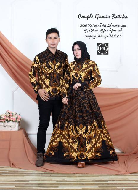 Couple Gamis Batika Busana Sarimbit Pasangan Pria Wanita Modern