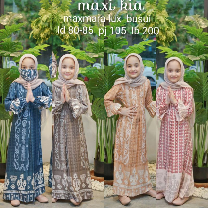 DRESS PESTA ANAK KIA AZKA DRESS KID PREMIUM MAXMARA LUX /maxi Muslim/busana muslim/pesta/gamis/dress