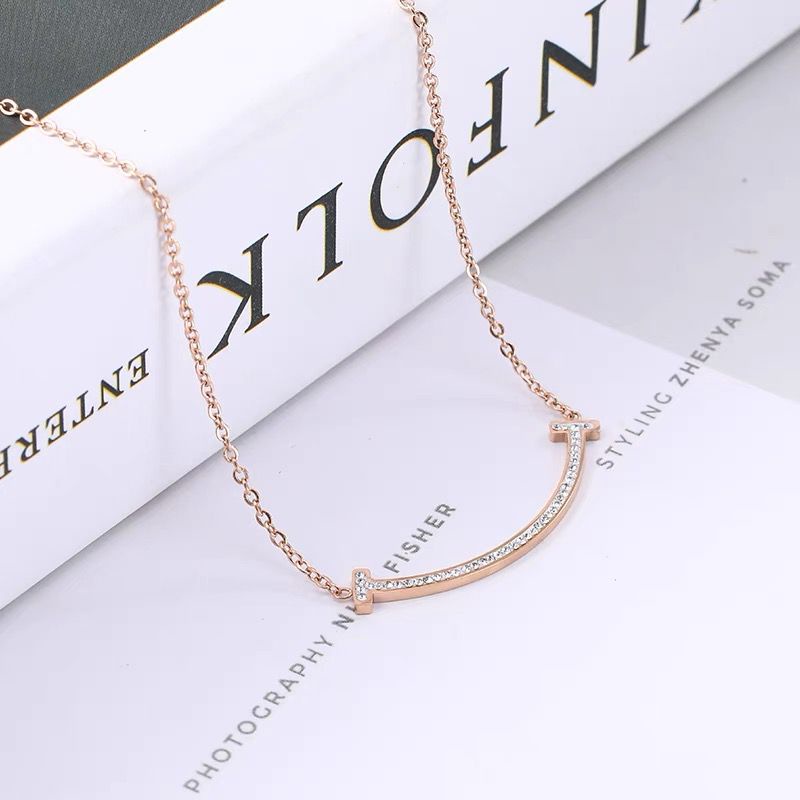 COD! kalung titanium wanita tifani diamond anti karat import