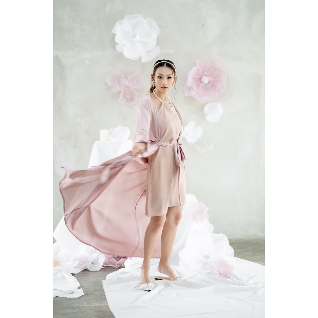 Penelope Pearl Robe - FAE Collection- Kimono Pengantin Wedding Robe Bride Robe Pearl dan Cradenza