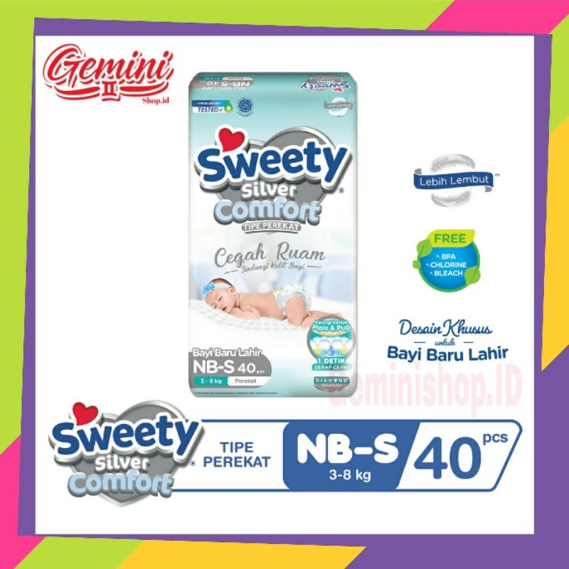 Sweety Popok Silver Comfort NB-S 40 / Pampers SWEETY Silver NB-S 40 / Popok sweety silver