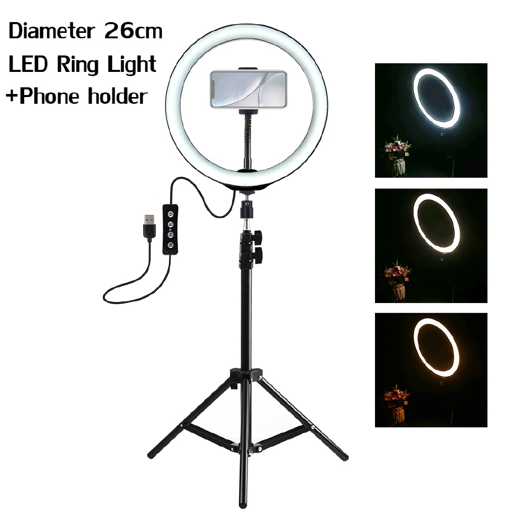 Ring Light Led 26cm Lampu 26 cm Make Up Vlog Ringlight Tiktok paket ring light tripod 2 meter