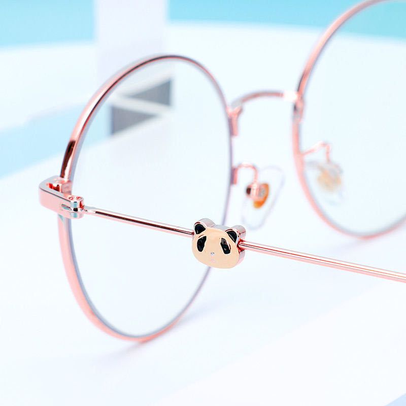 Computer Anti Radiation Eyeglasses Round Shape with Panda Shape Replacement Lenses