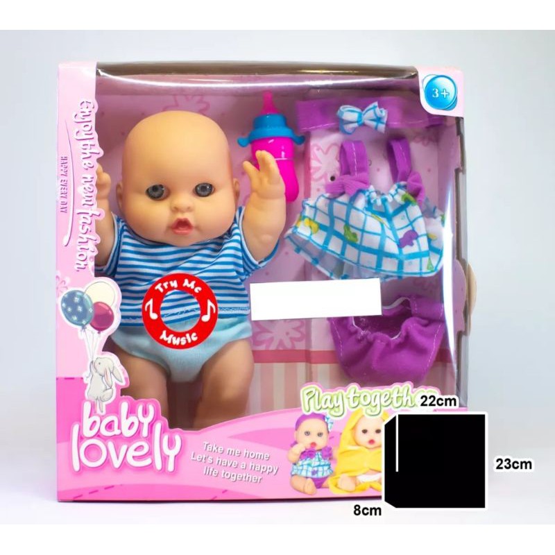 MAINAN BAYI BONEKA LUCU SUARA NYANYI SILIKON DOLL BABY DOT BOTOL BAJU