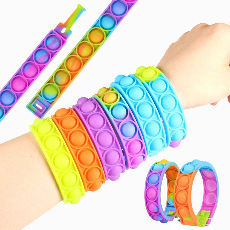 GO! GFT528 Gelang Pop It Pastel Rainbow fidget push Pop Squishy Bubble Pop It Silikon Fidget Toy Pelangi Penghilang Stress