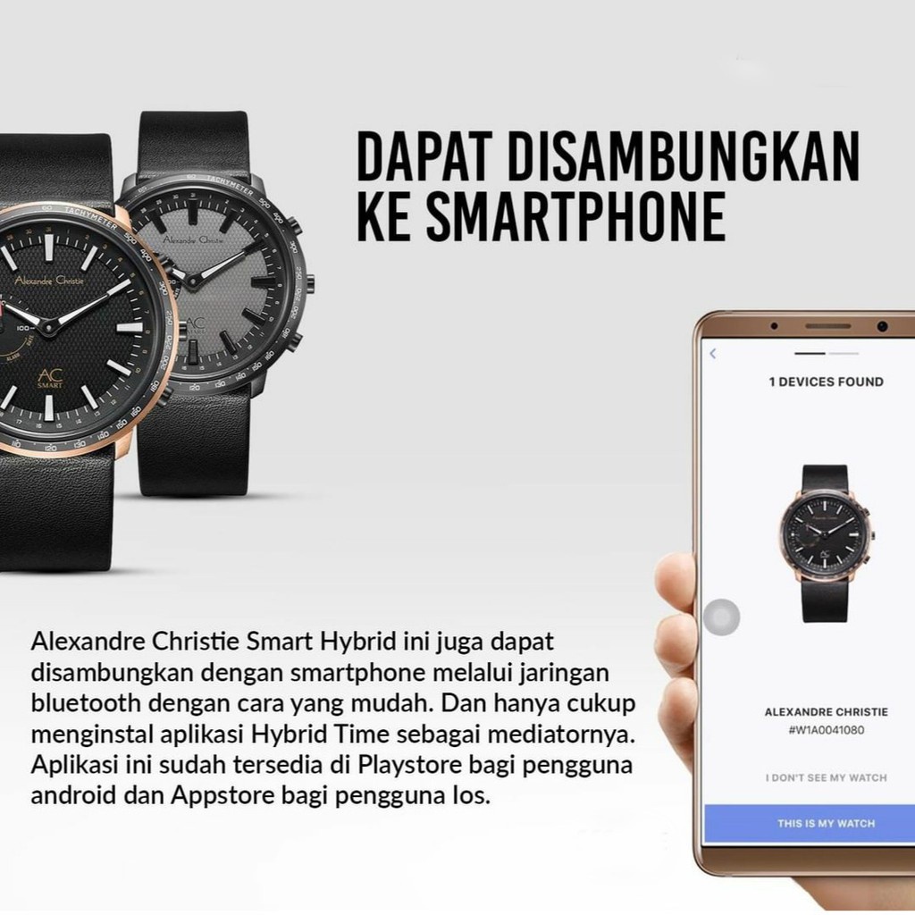 JAM TANGAN PRIA ALEXANDRE CHRISTIE AC S001 / ACS001 SMARTWATCH ORIGINAL GARANSI RESMI 1 TAHUN