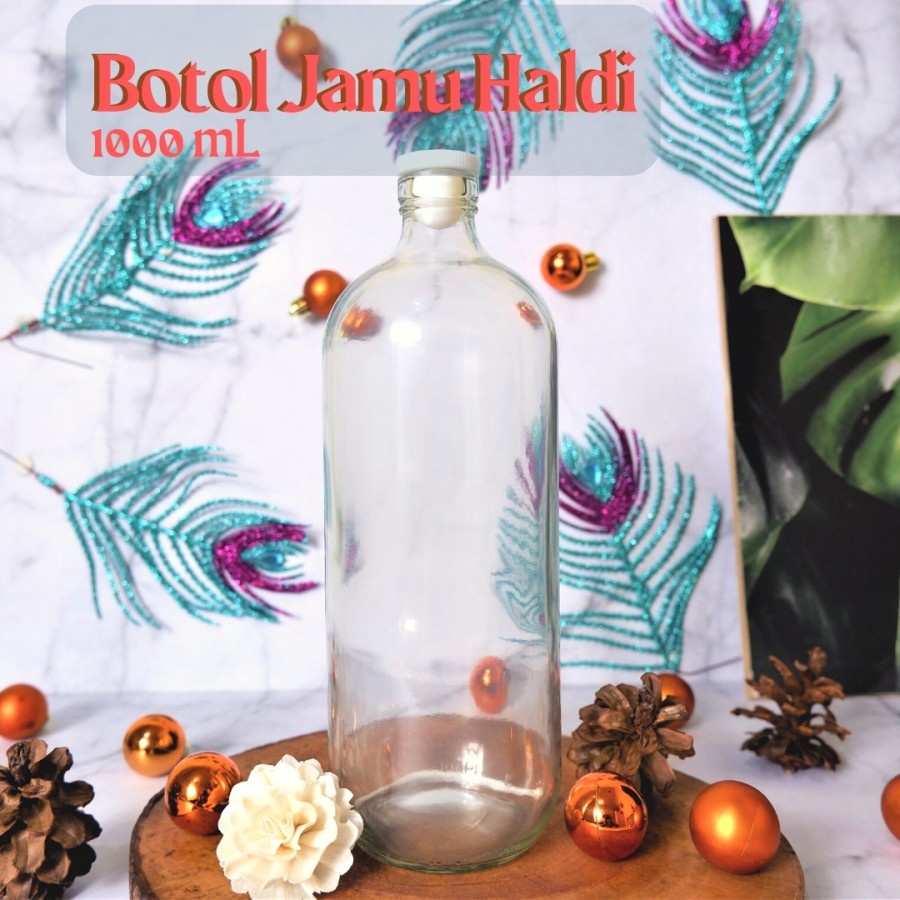 Jual Botol Kaca Jamu Haldi 1000 Ml Botol Kaca Jamu Tutup Plastik