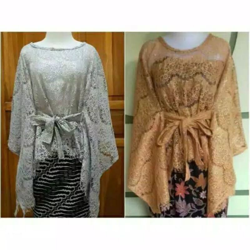 atasan brukat - atasan kelelawar tali pita